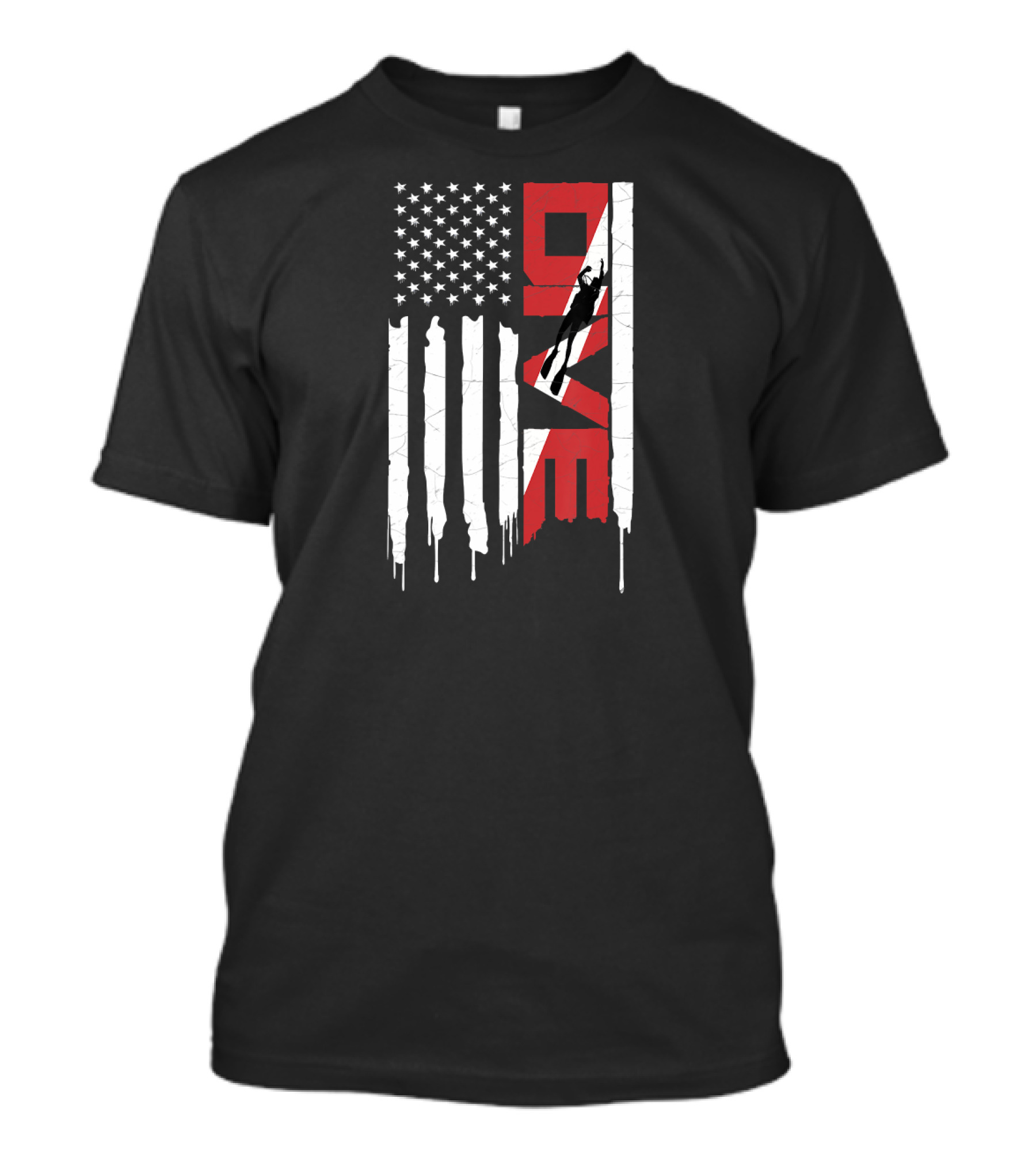 American Flag Scuba Diving DIVE With Diver T-Shirt