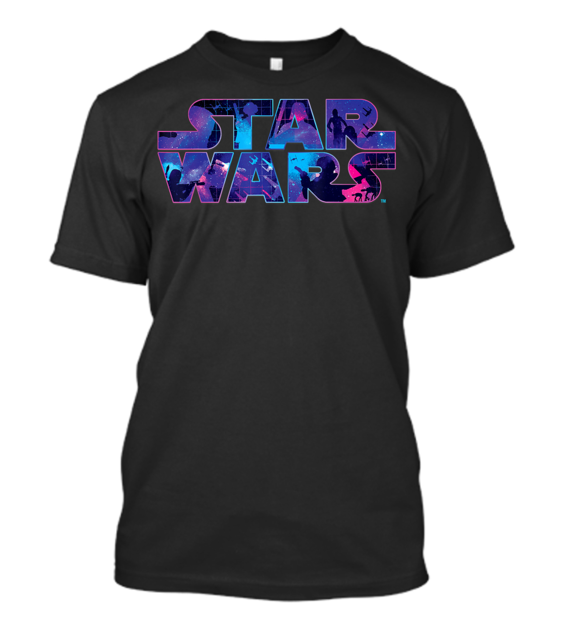 Star Wars Retro 90s Silhouette Twinkling Stars T-Shirt