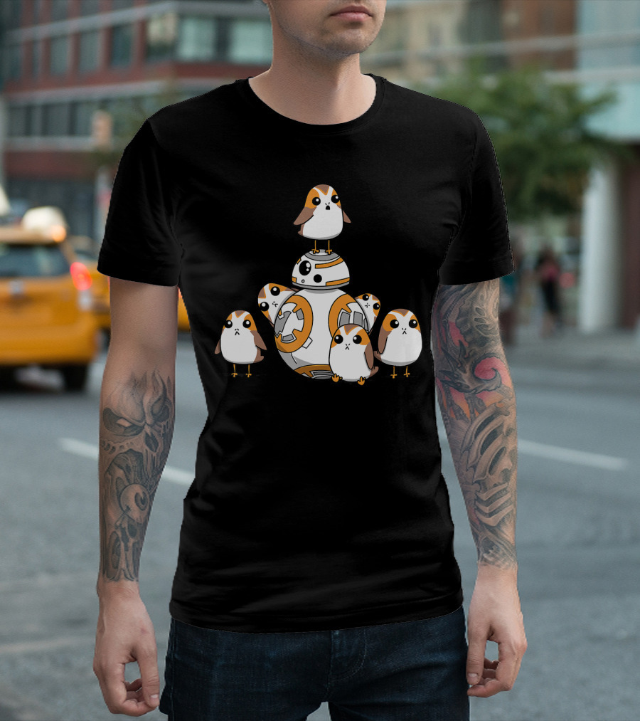 Porgs Playing Around BB-8 from Star Wars T-Shirt