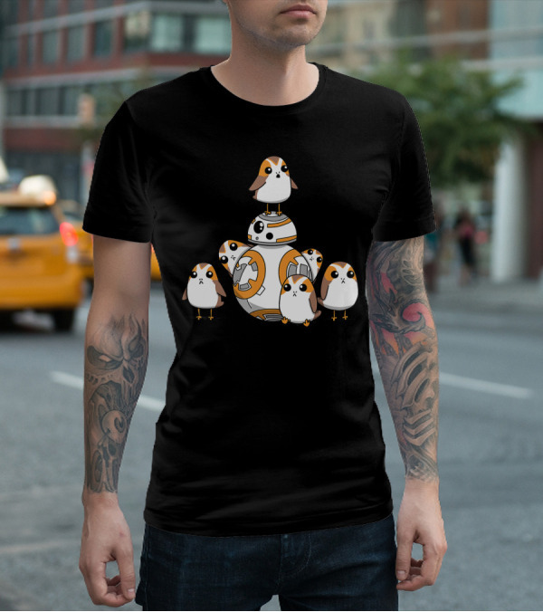 Porgs Playing Around BB-8 From Star Wars T-Shirt