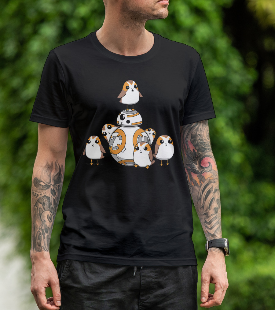 Porgs Playing Around BB-8 From Star Wars T-Shirt