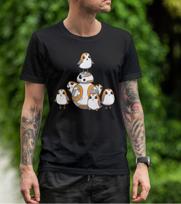 Porgs Playing Around BB-8 From Star Wars T-Shirt