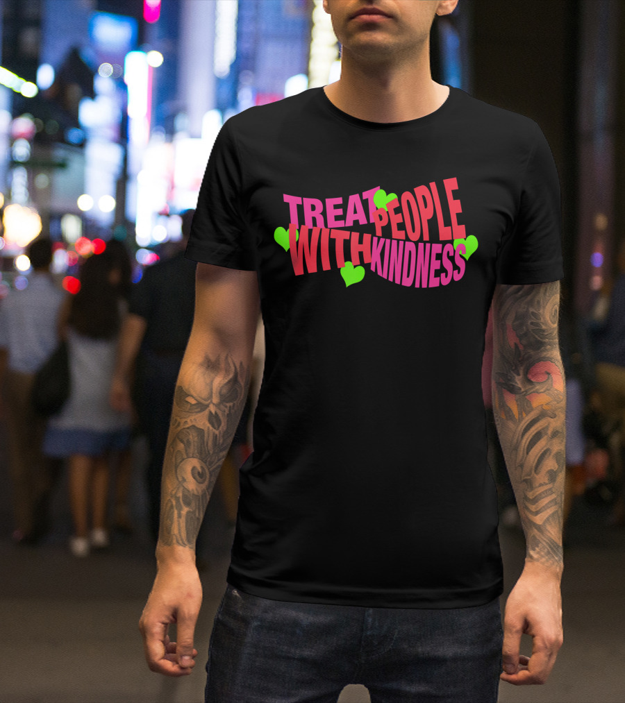 Treat People With Kindness Neon Hearts T-Shirt