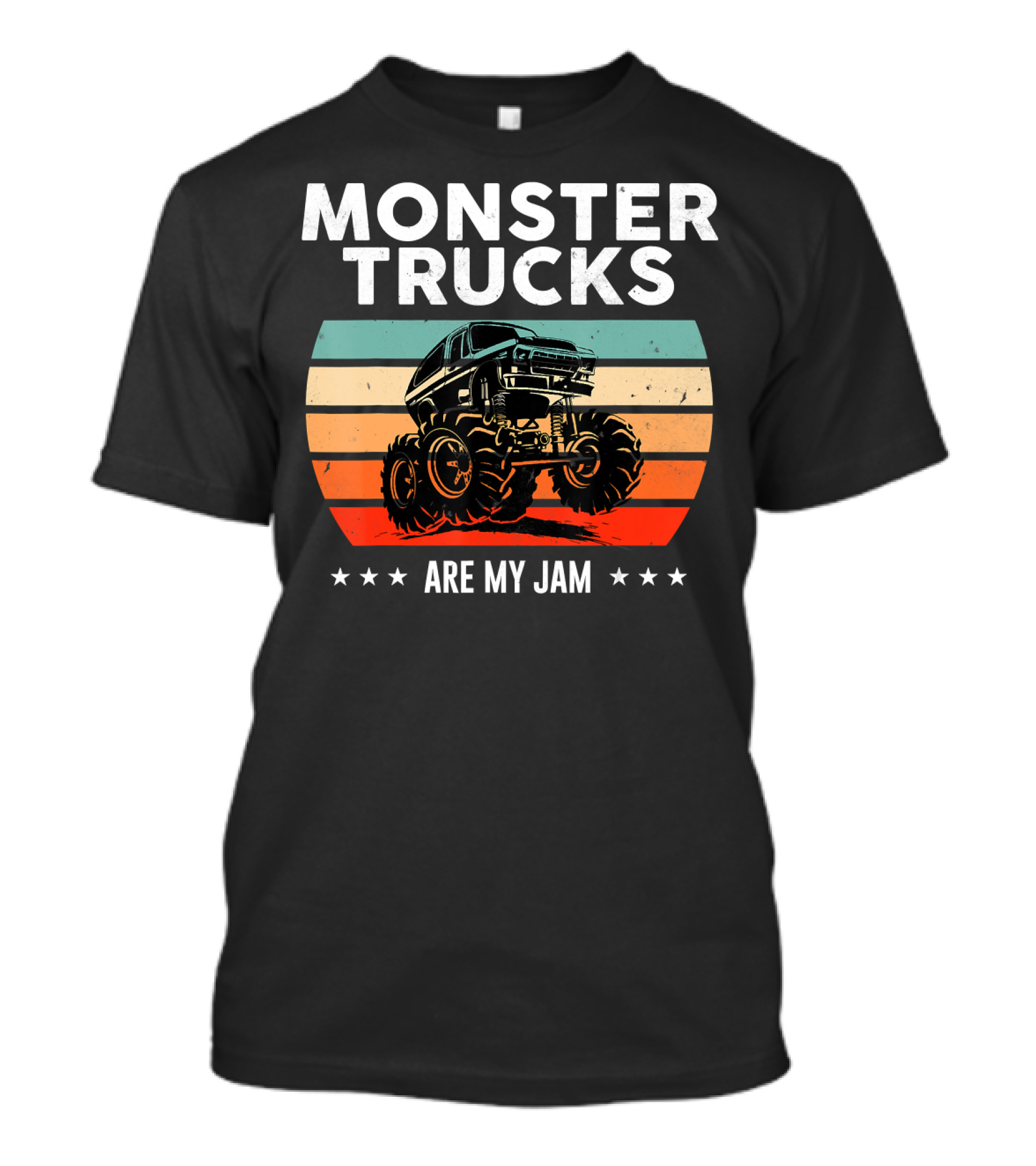 Monster Trucks Are My Jam Retro Sunset Vintage Cool Engines T-Shirt