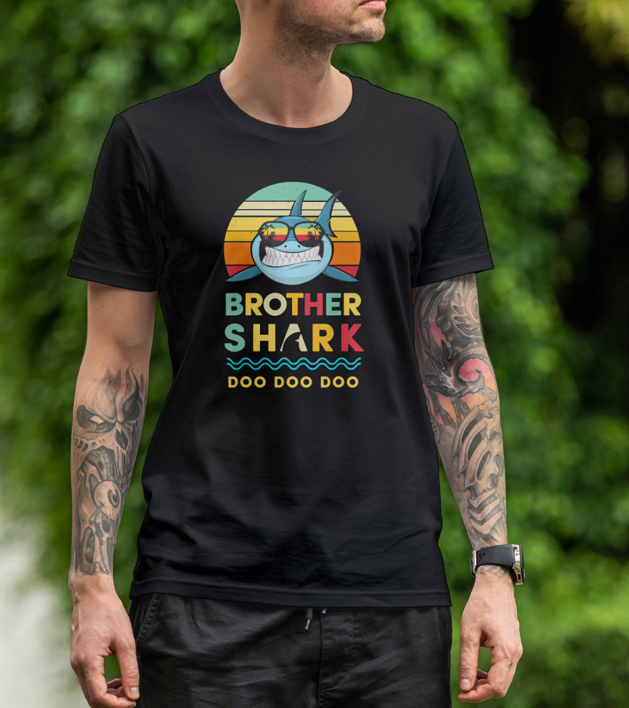 Brother Shark Doo Doo Doo Retro Sunglasses Kids Toddler T-Shirt