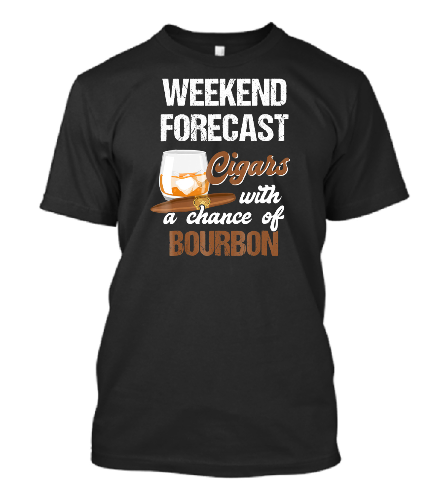 Weekend Forecast Cigars With A Chance Of Bourbon For Grandpa T-Shirt