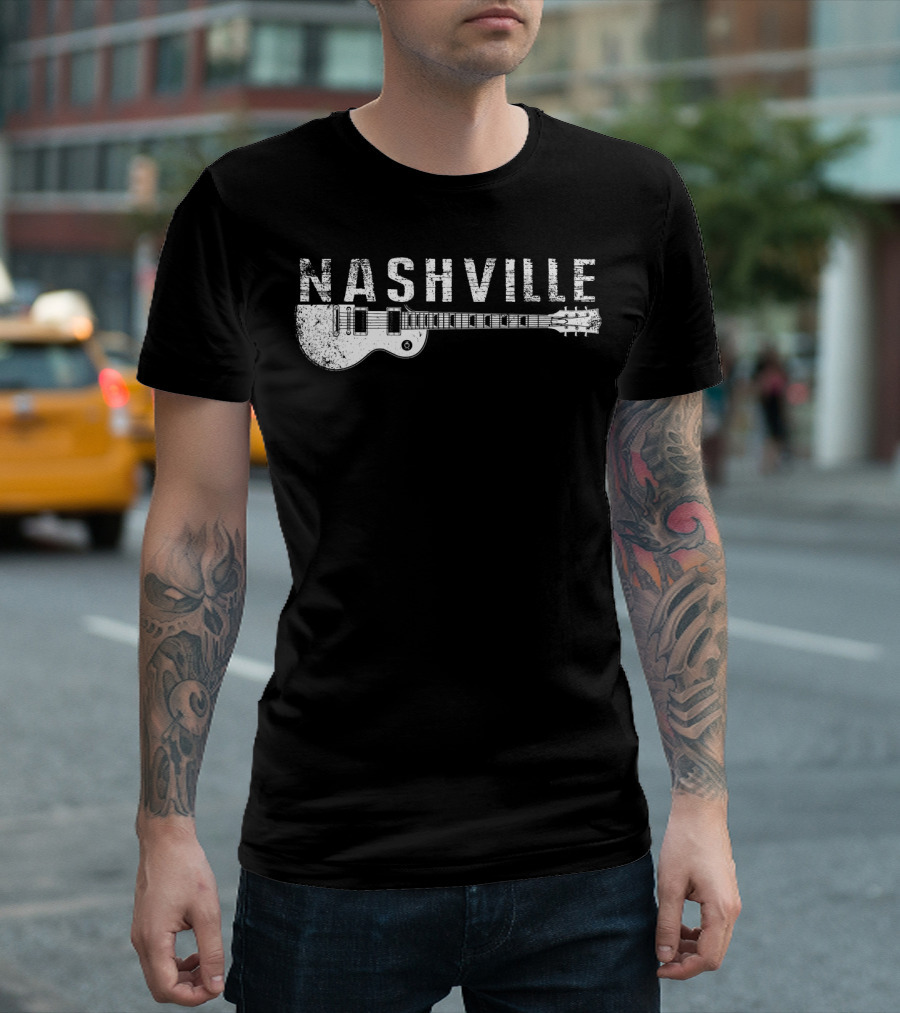 Nashville Guitar Music Country Music Lovers Iconic Instrument Themes T-Shirt