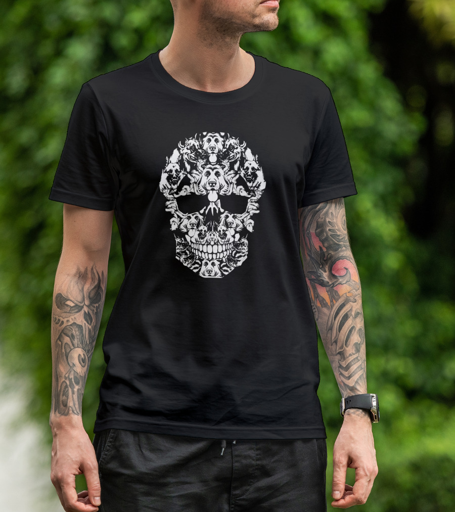 Skull Composed Of German Shepherd Dog Faces T-Shirt
