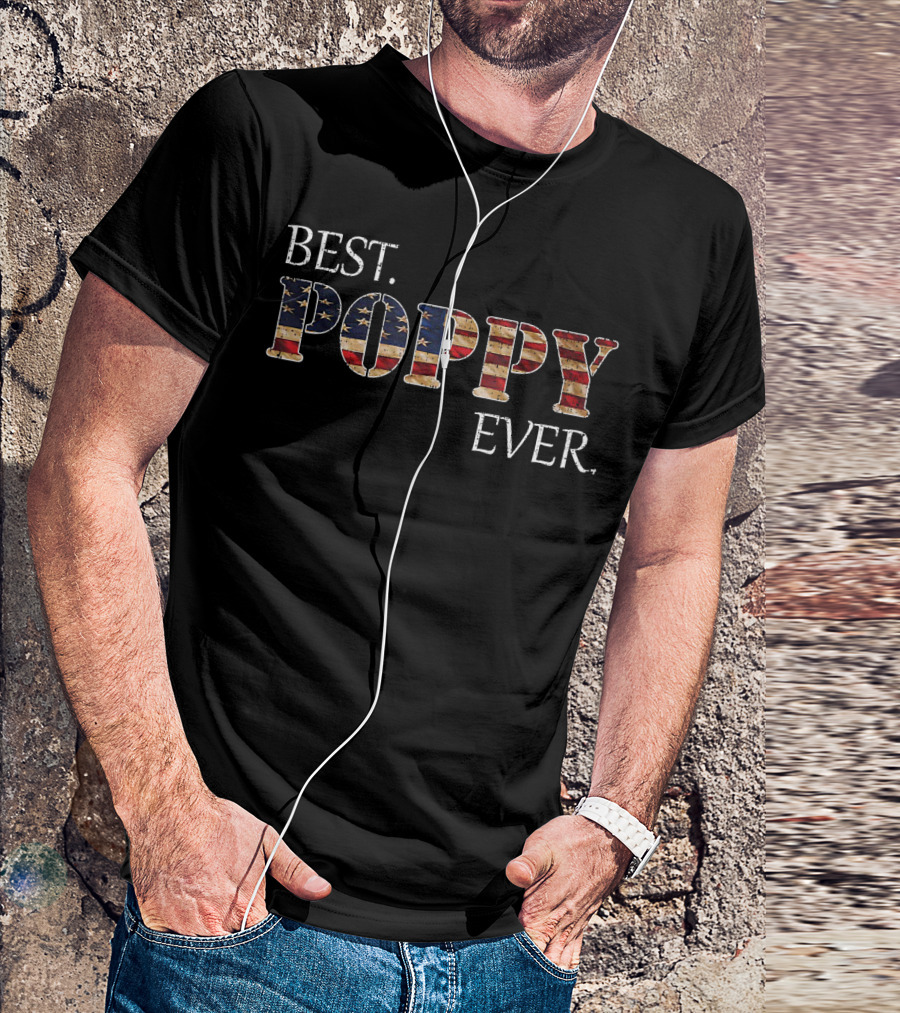 Best Poppy Ever American Flag Vintage Patriotic T-Shirt