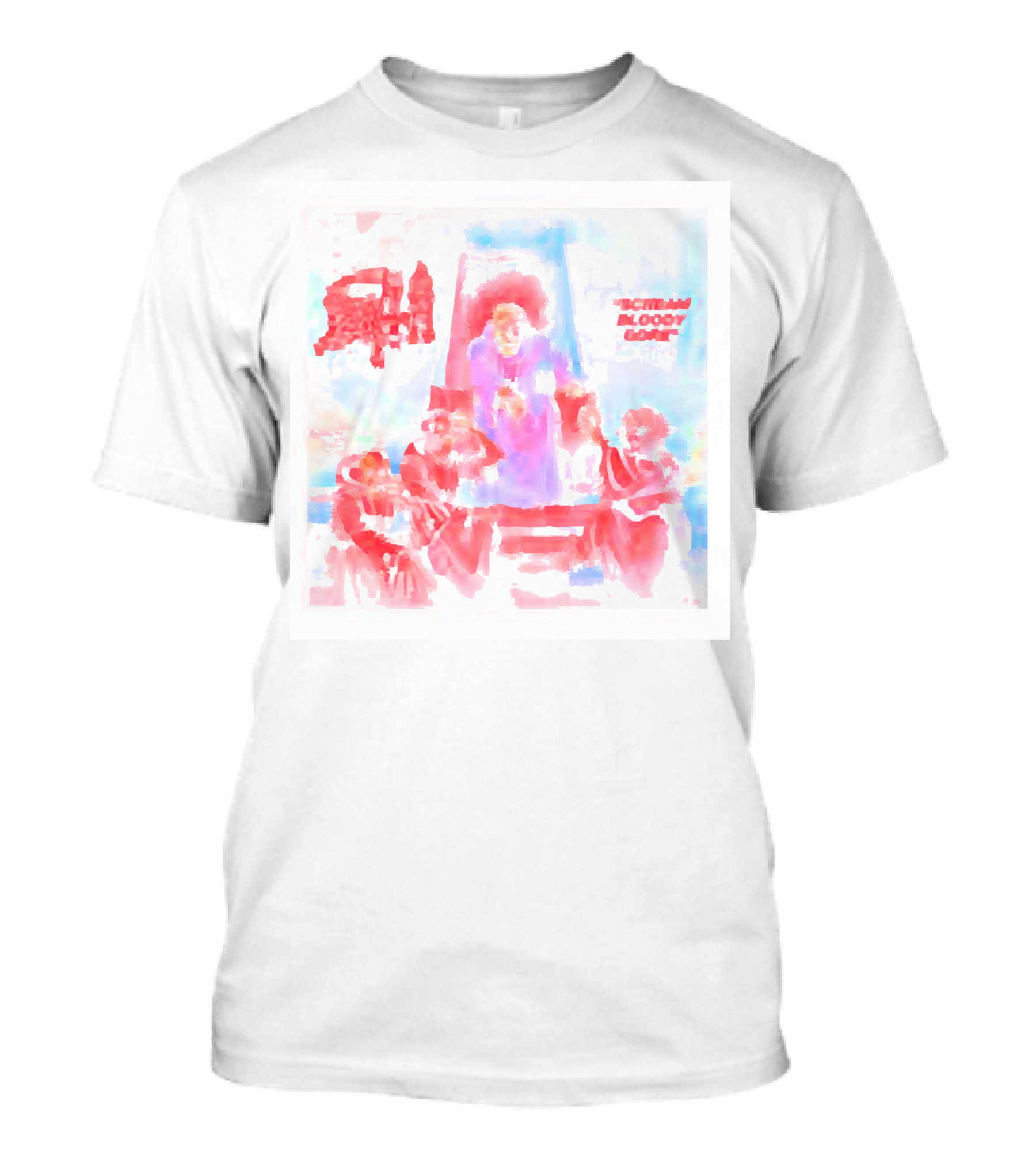 Death Scream Bloody Gore Album Art Scene Featuring Red Ruling Figure And Gathered Figures T-Shirt