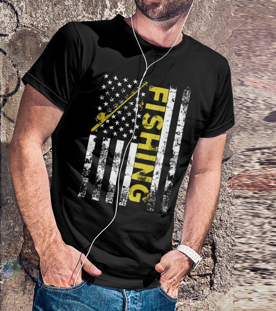 American Flag Fishing USA Patriotic T-Shirt