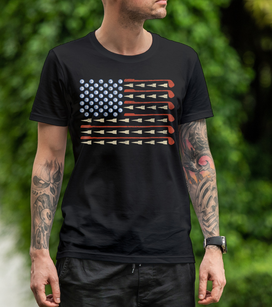 American Flag Golf Balls And Clubs Sports Humor T-Shirt