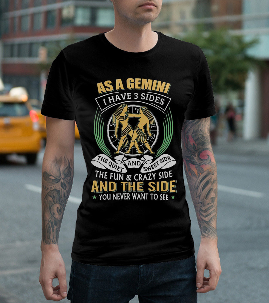As A Gemini I Have 3 Sides The Quiet And Sweet Side The Fun And Crazy Side And The Side You Never Want To See T-Shirt