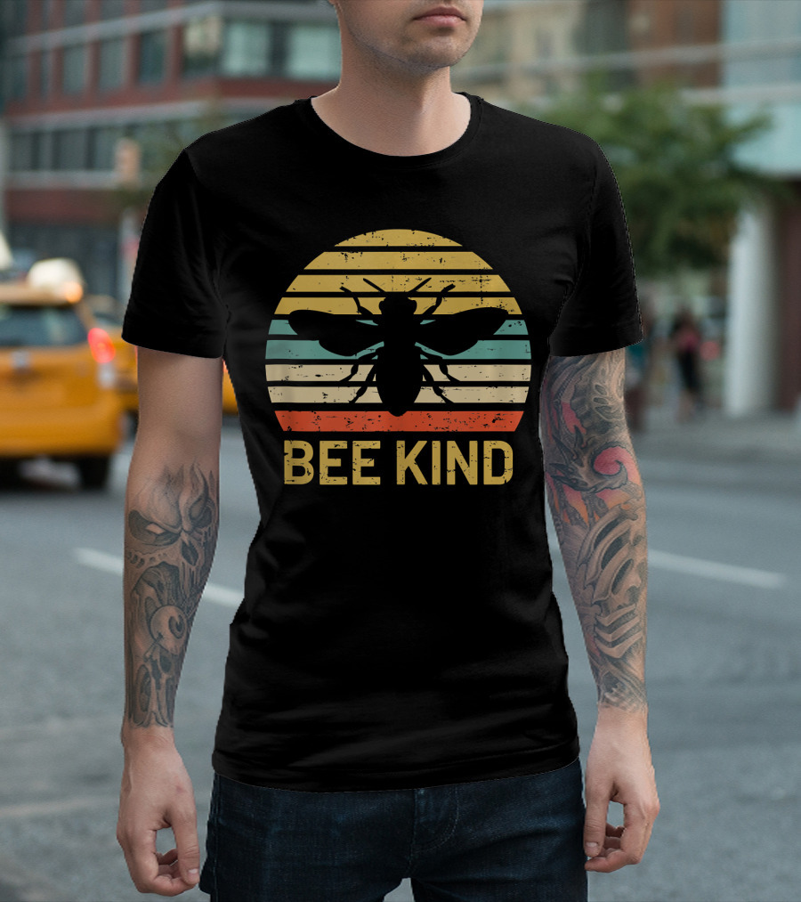 Bee Kind Vintage Style Honey Bee Silhouette Awareness T-Shirt