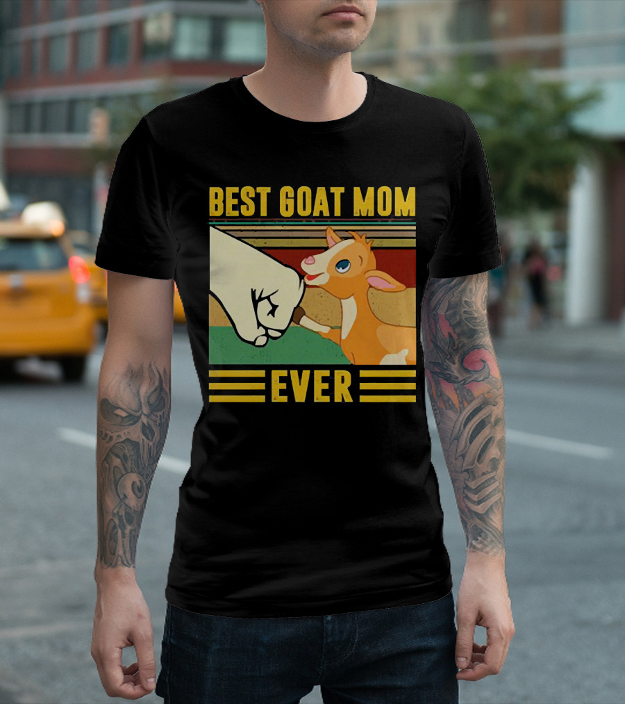 Best Goat Mom Ever Fist Bump with Adorable Cartoon Kid T-Shirt