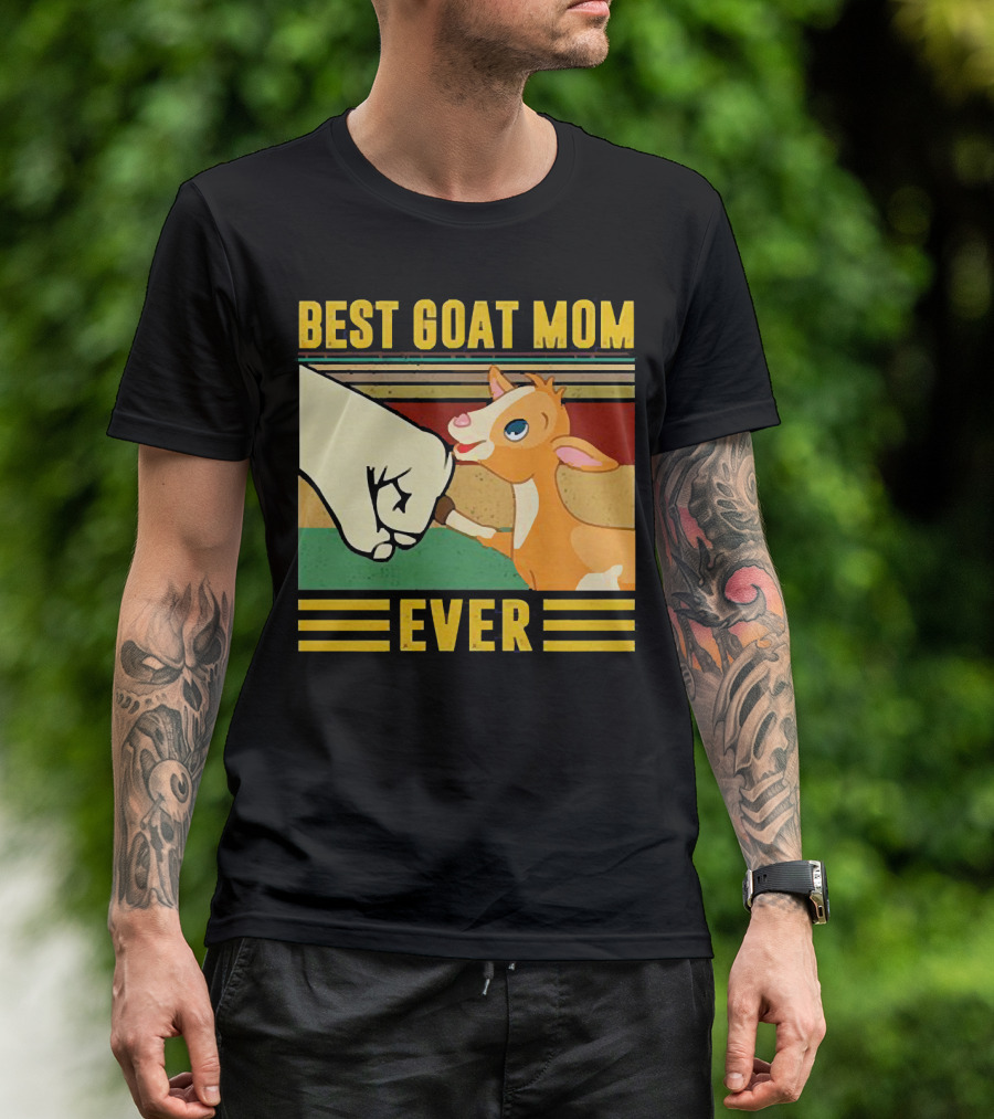 Best Goat Mom Ever Fist Bump With Adorable Cartoon Kid T-Shirt