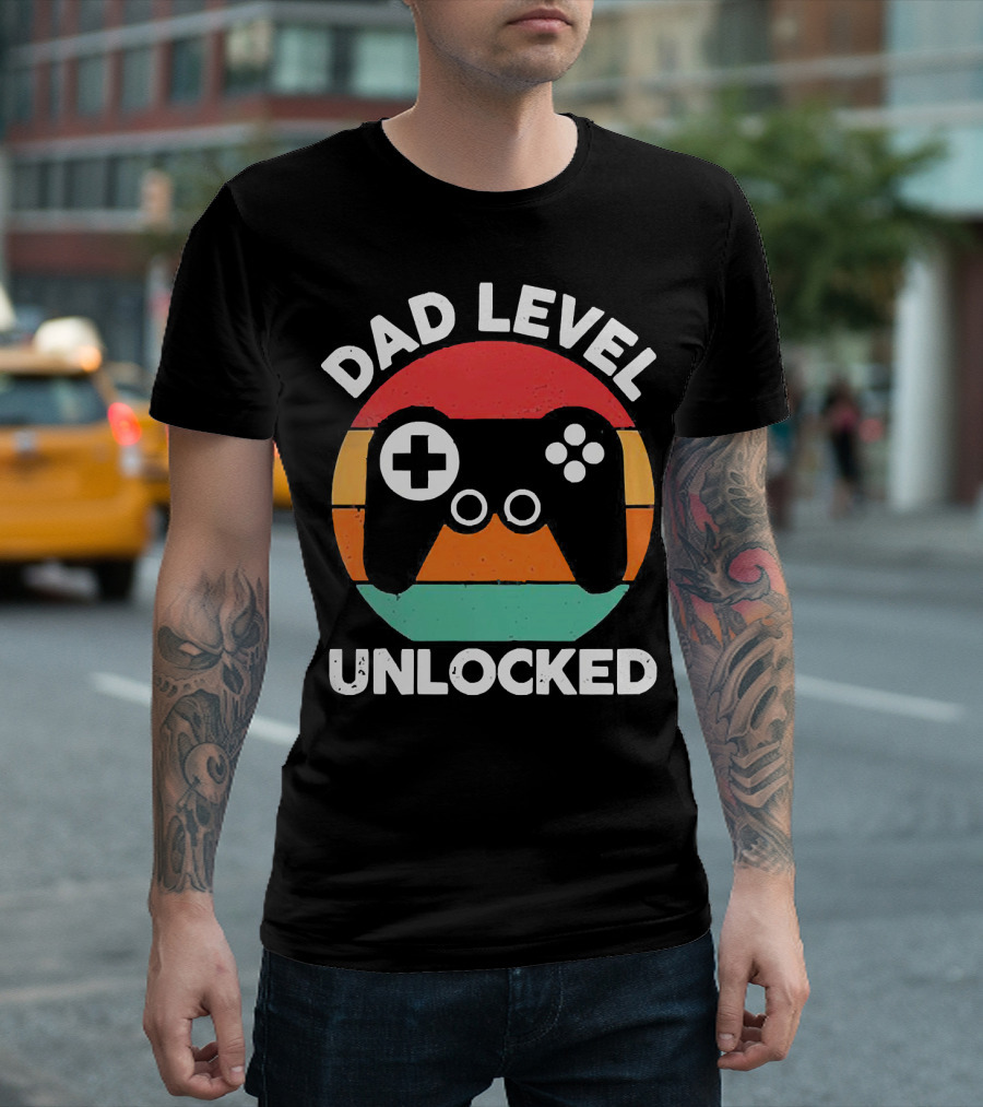 Dad Level Unlocked Vintage Version Gamer Control T-Shirt