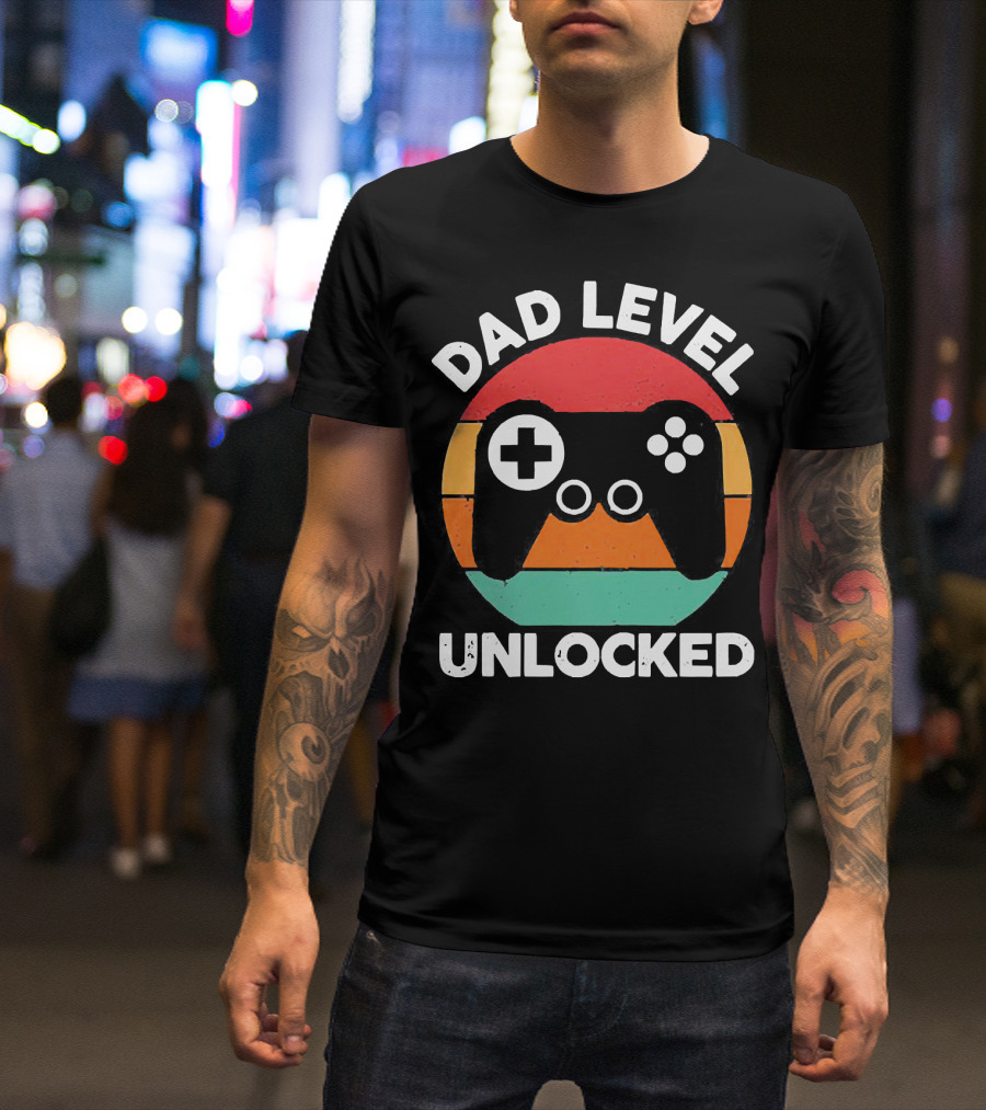 Dad Level Unlocked Vintage Version Gamer Control T-Shirt