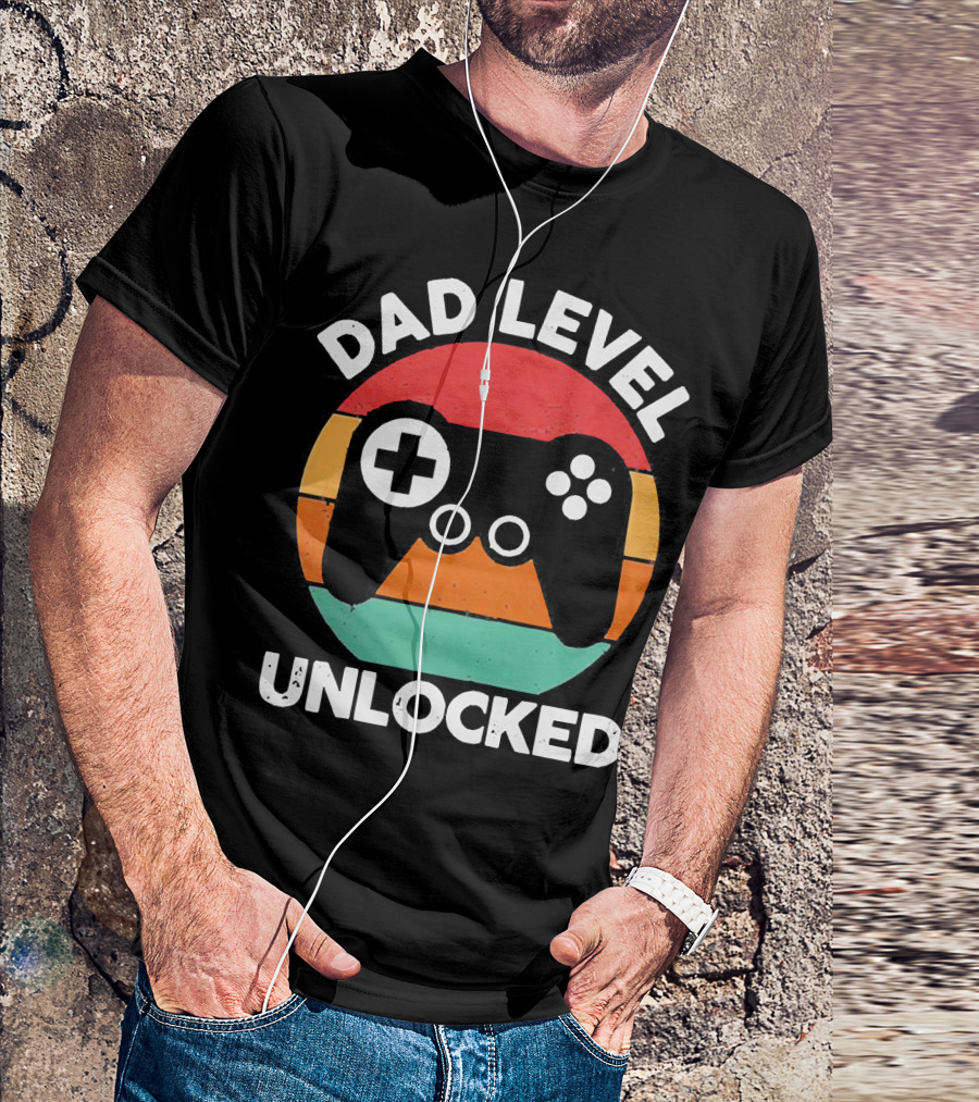 Dad Level Unlocked Vintage Version Gamer Control T-Shirt