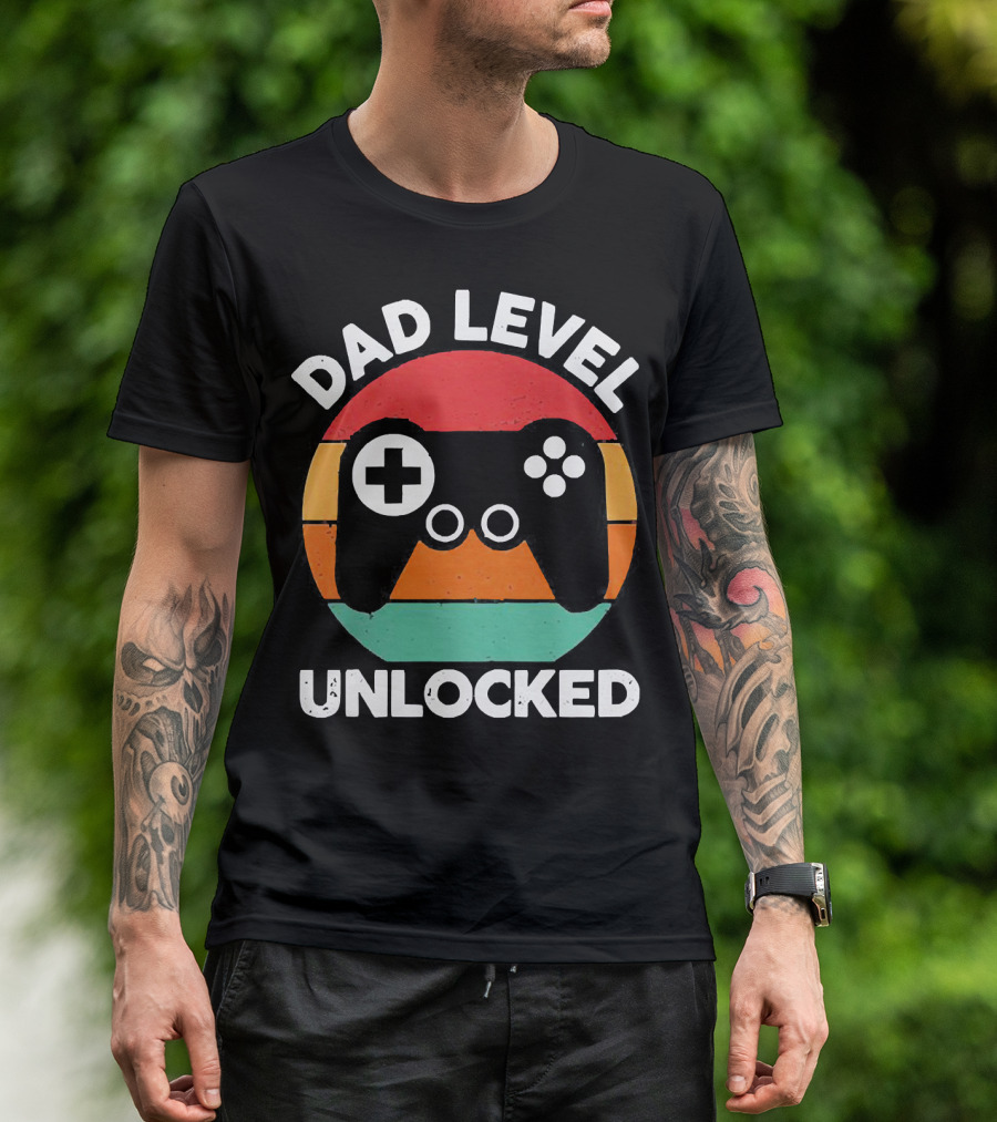 Dad Level Unlocked Vintage Version Gamer Control T-Shirt