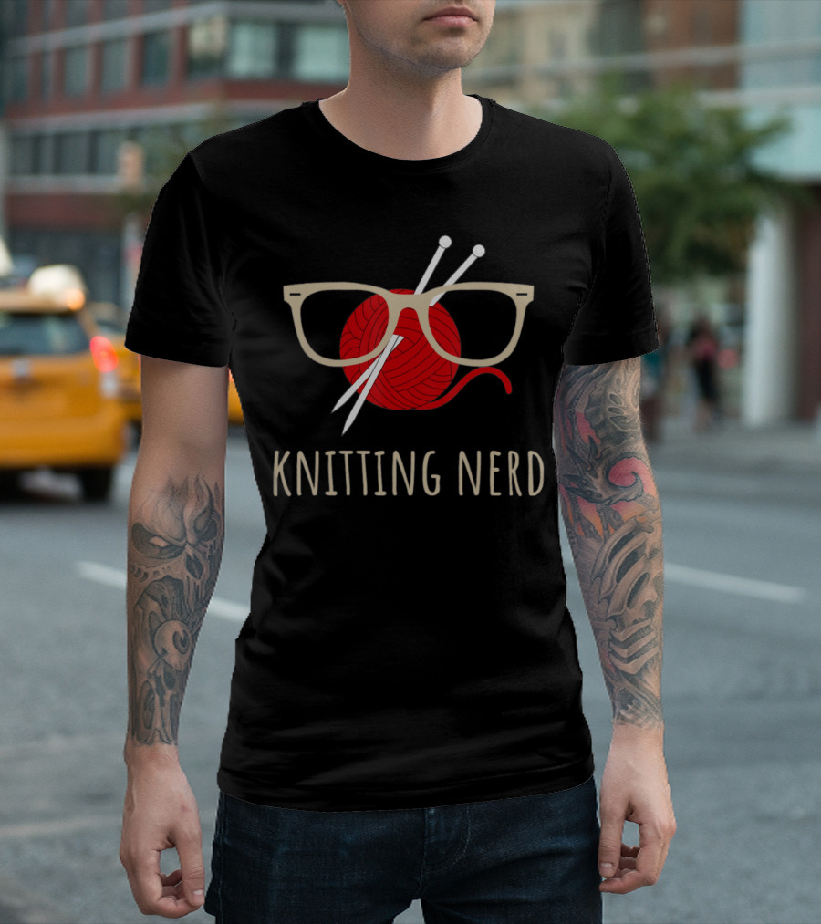 Knitting Nerd Funny Grandma Mom Yarn Lover Knit Needles T-Shirt