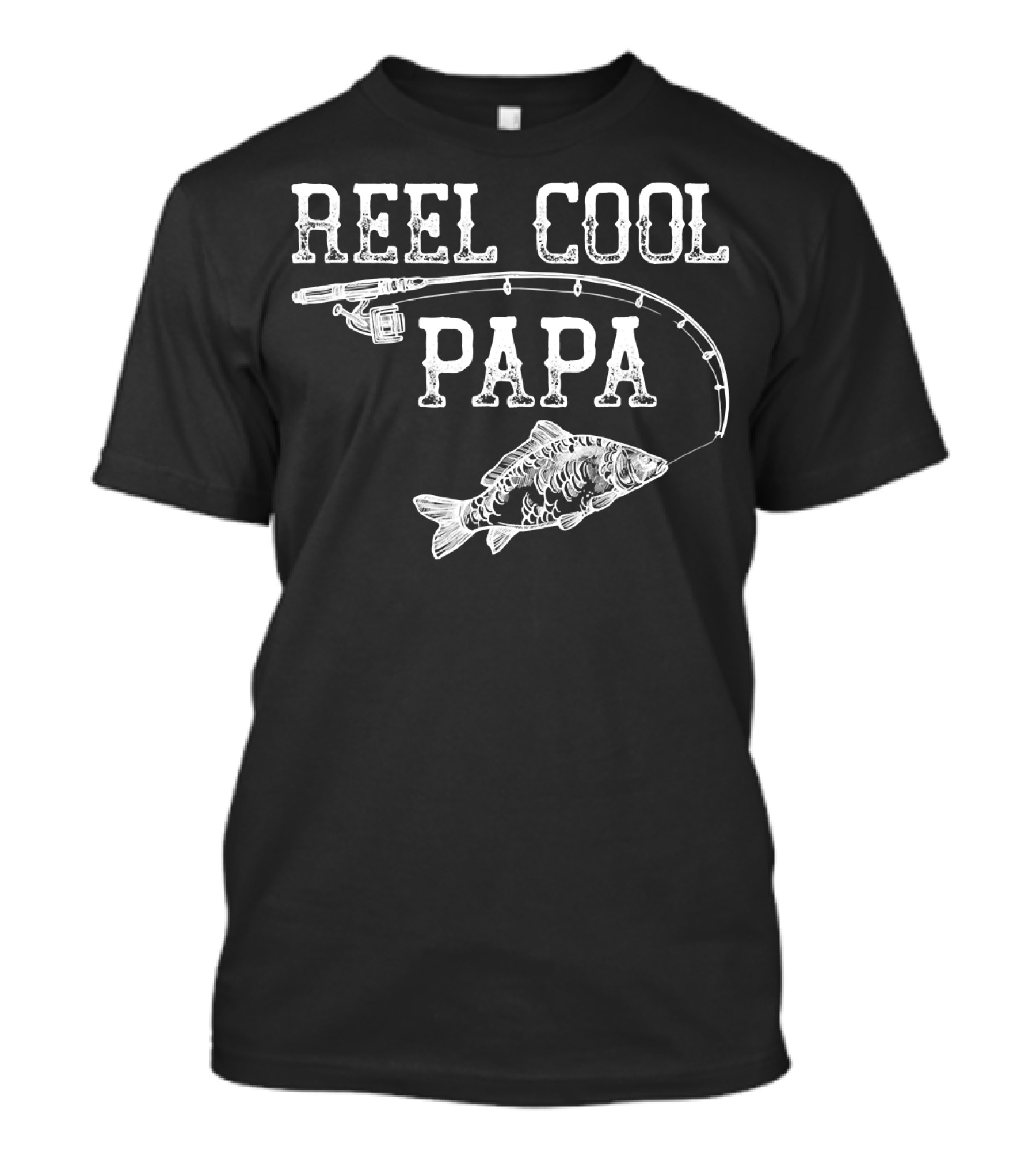Vintage Reel Cool Papa Fishing Rod Fish Novelty Father T-Shirt