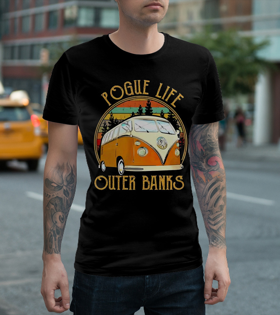 Pogue Life Outer Banks Volkswagen Vintage Van Retro Sunset T-Shirt