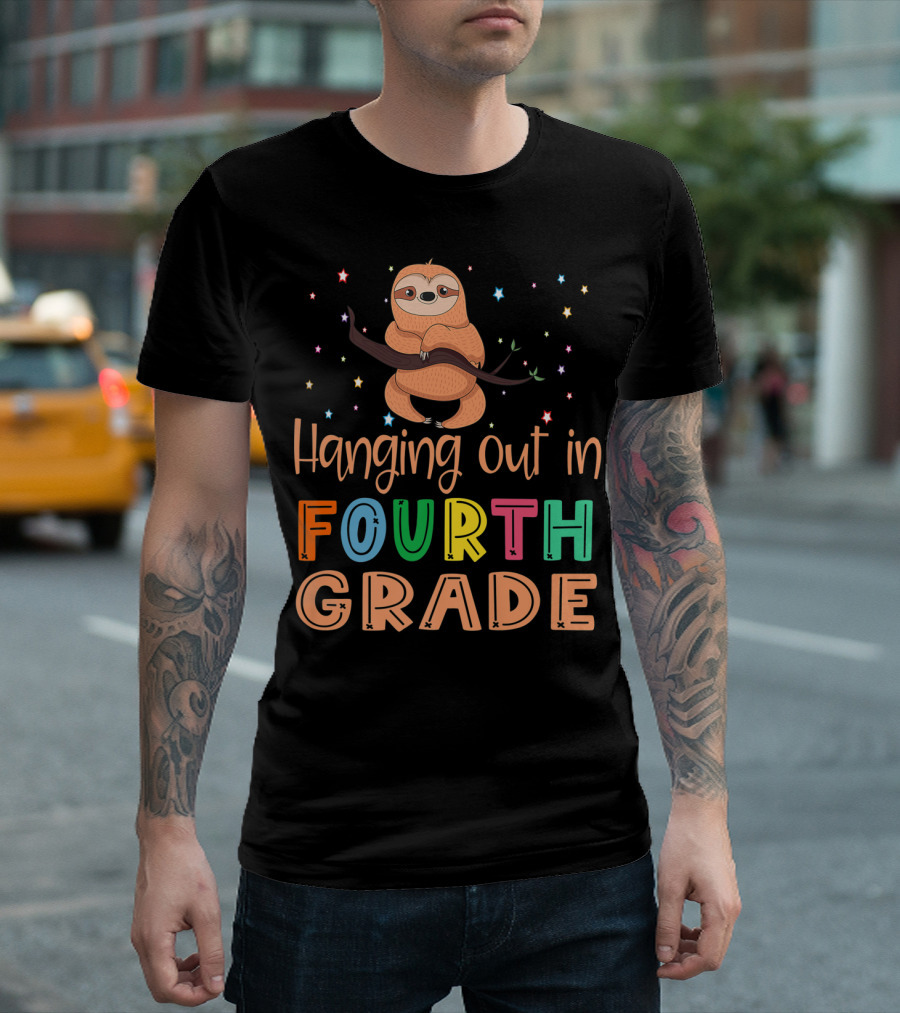 Hanging Out in Fourth Grade Back to School Sloth T-Shirt