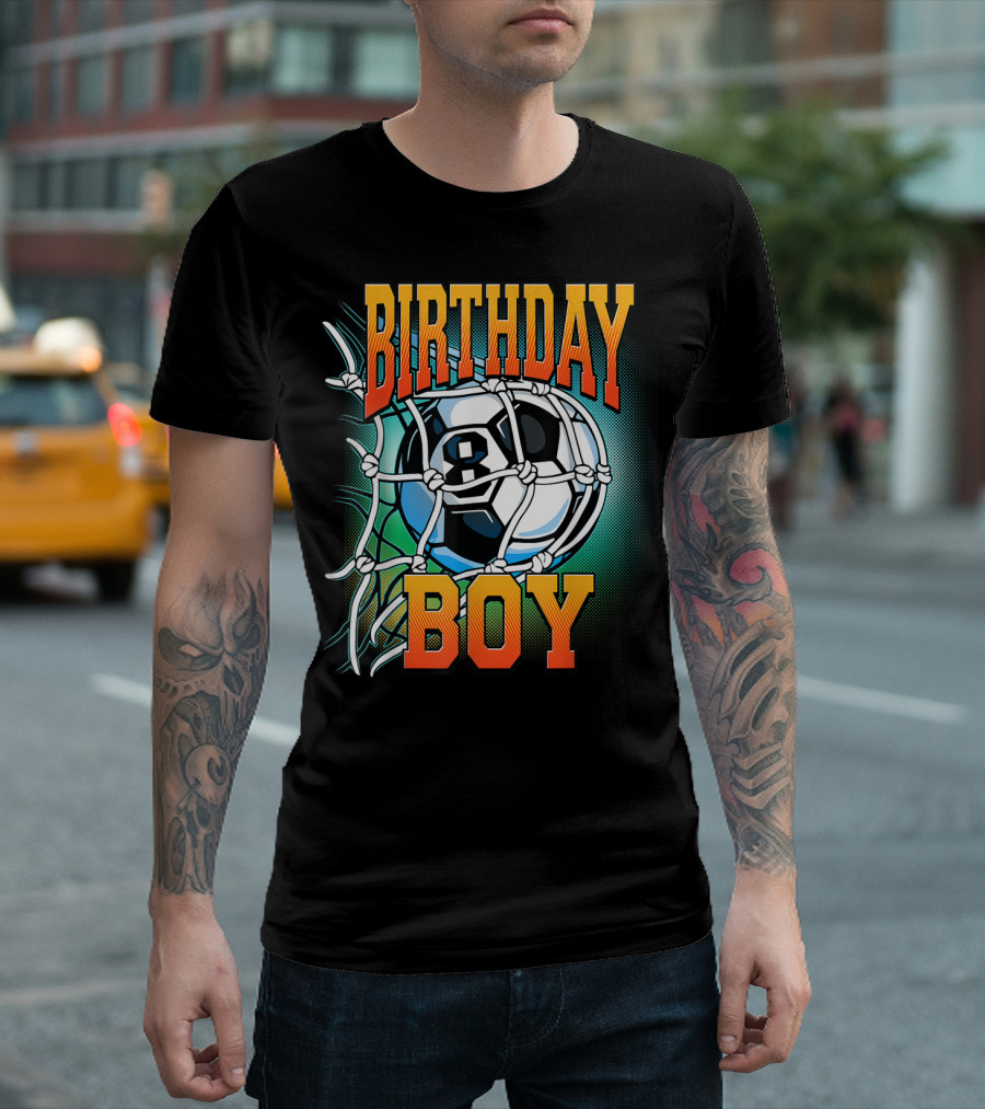 Birthday Boy Soccer Eight 8 Year Old Birthday T-Shirt