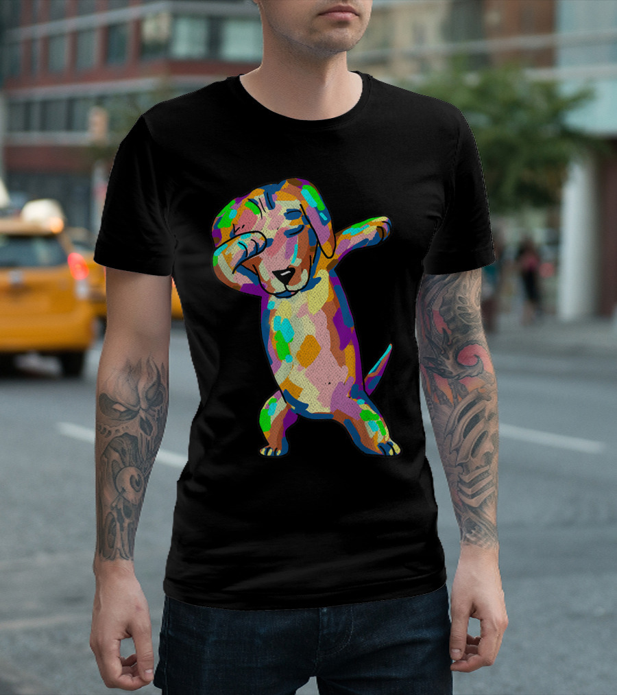 Colorful Dabbing Wiener Dog Funny Dachshund Dab T-Shirt