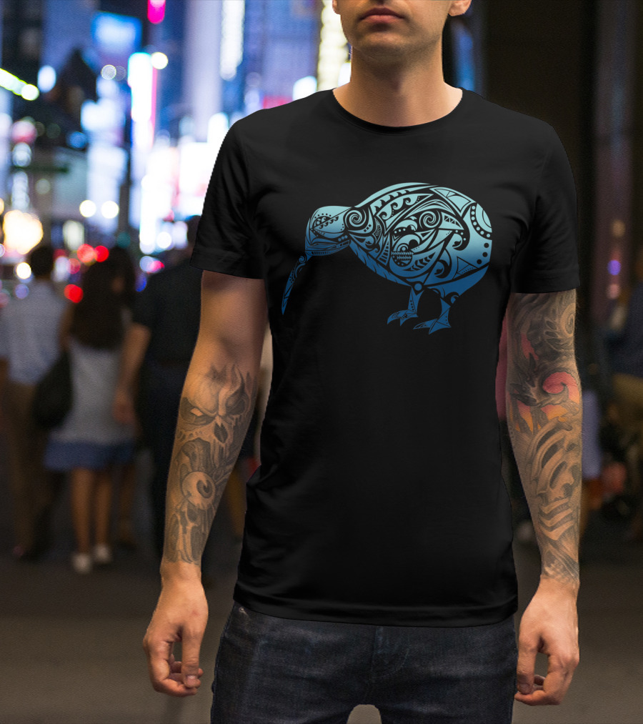 Polynesia Maori Kiwi Bird Ocean Blue T-Shirt