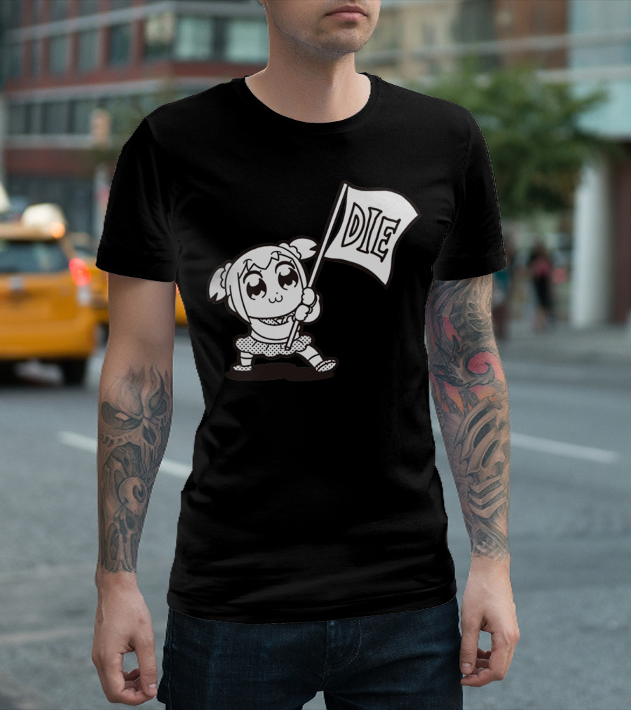 Pop Team Epic Popuko Holding Die Banner T-Shirt