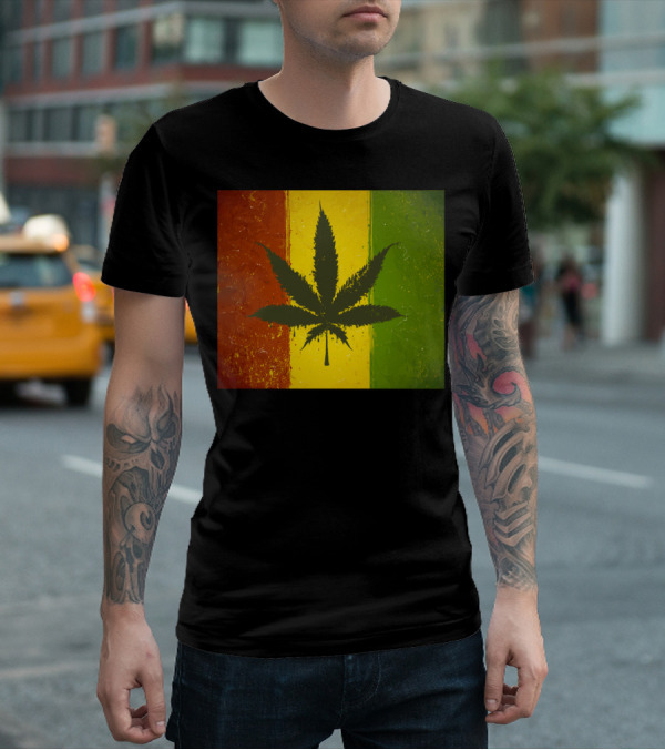 Rasta Jamaican Marijuana Leaf Legalized Pot Flag T-Shirt