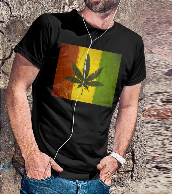 Rasta Jamaican Marijuana Leaf Legalized Pot Flag T-Shirt