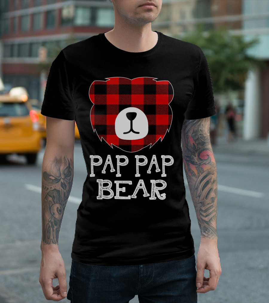 Pap Pap Bear Red Plaid Buffalo T-Shirt