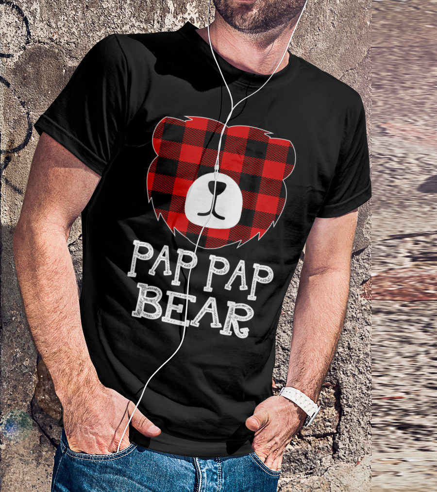 Pap Pap Bear Red Plaid Buffalo T-Shirt