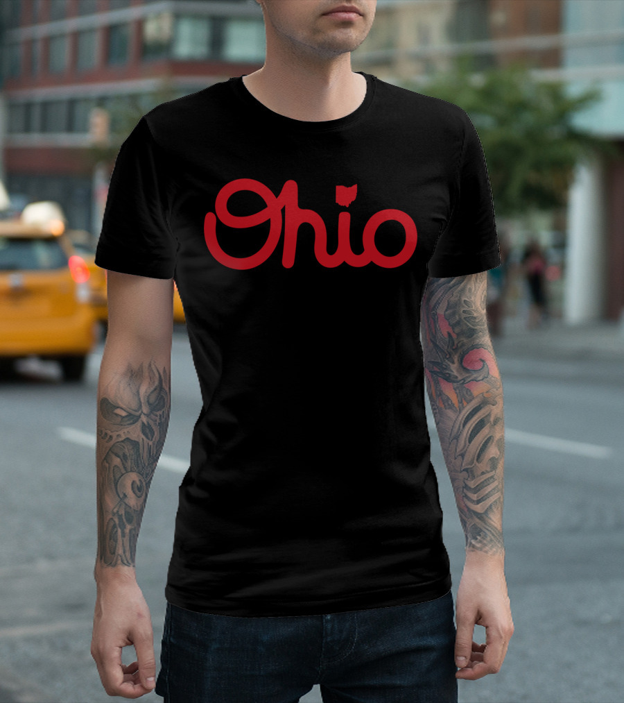 Ohio Script Ohioan State Pride With Iconic Red Text And Outline T-Shirt
