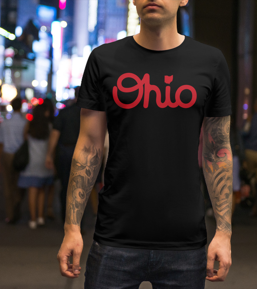Ohio Script Ohioan State Pride With Iconic Red Text And Outline T-Shirt