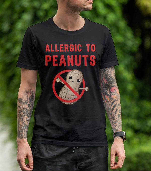 Allergic To Peanuts Cute Cartoon Peanut With No T-Shirt