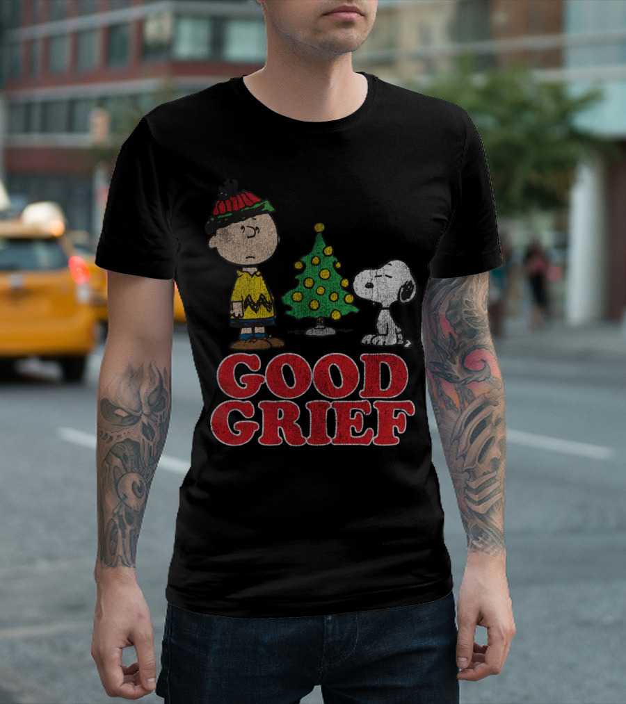Good Grief Peanuts Holiday Snoopy And Charlie Christmas Tree T-Shirt