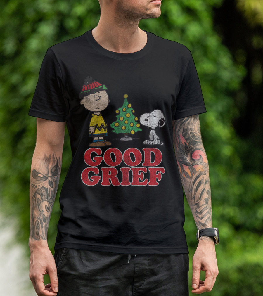 Good Grief Peanuts Holiday Snoopy And Charlie Christmas Tree T-Shirt