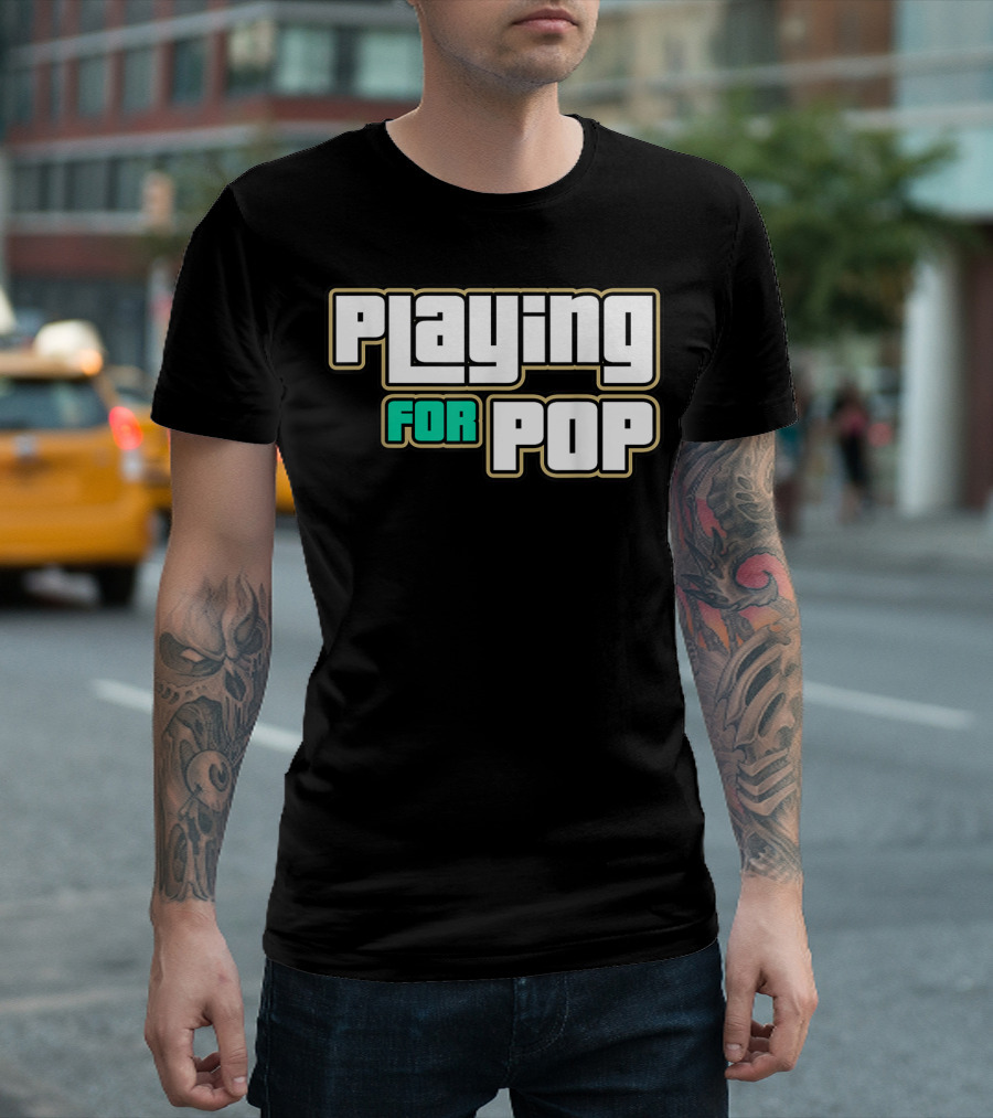 Playing For Pop Grand Theft Auto Font T-Shirt