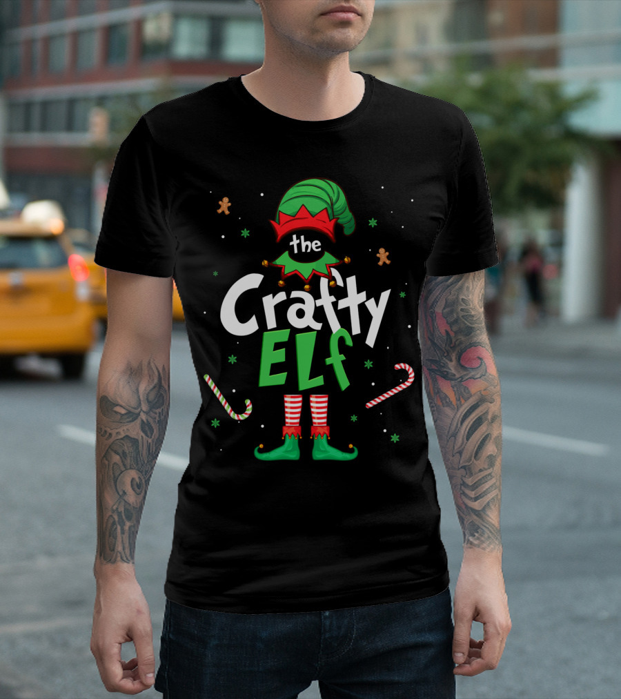 The Crafty Elf Christmas Xmas Family Candy Cane Gingerbread T-Shirt