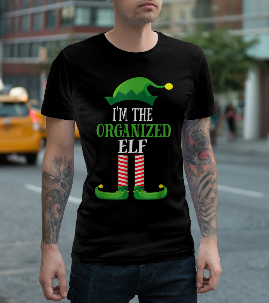 I'm The Organized Elf Festive Hat and Striped Socks Family Group T-Shirt