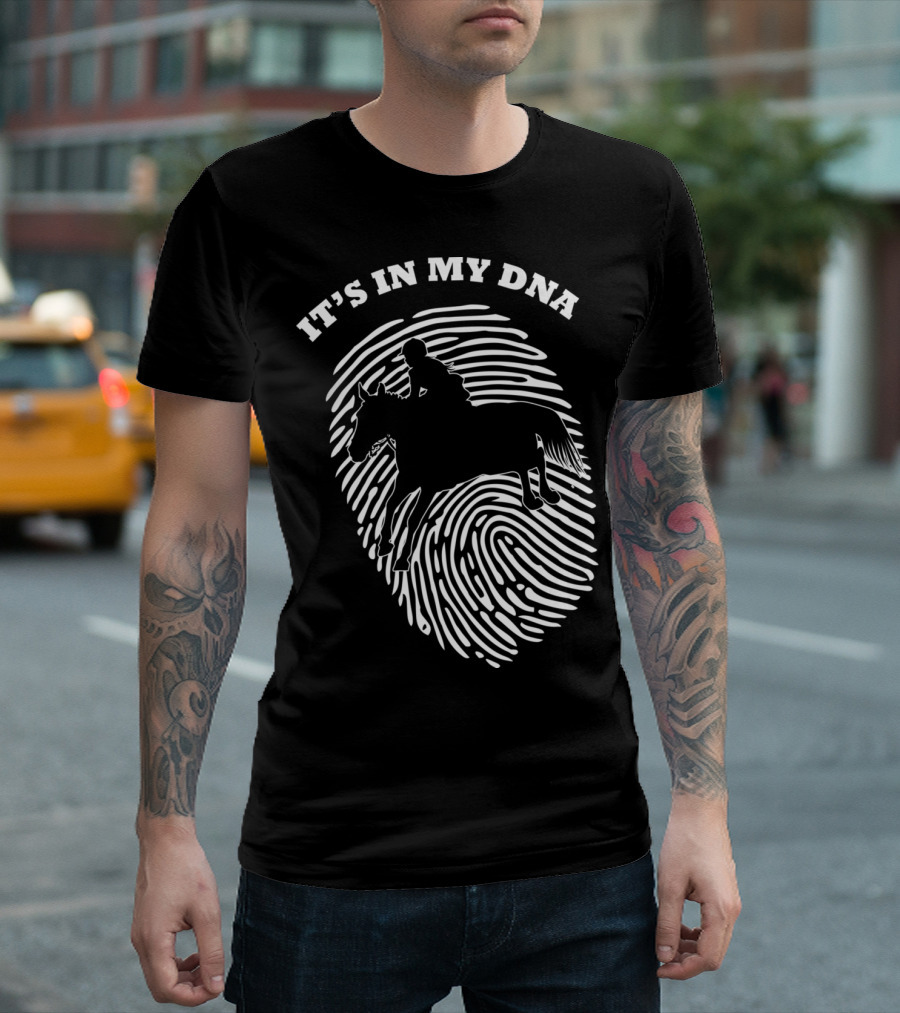 It's In My DNA Equestrian Horse Racer Fingerprint T-Shirt