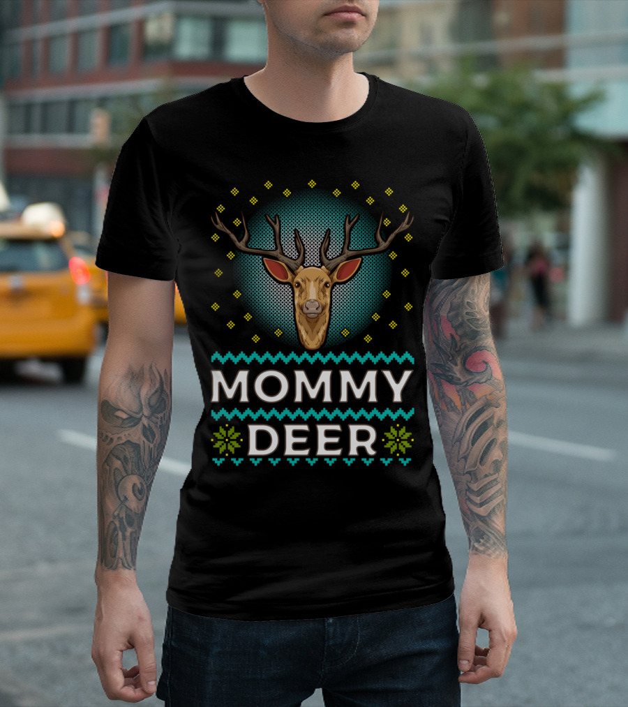 Mommy Deer Christmas Knit T-Shirt