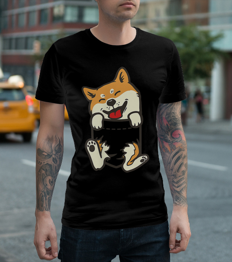 Pocket Shiba Inu Feet Cute Doge Akita Dog T-Shirt