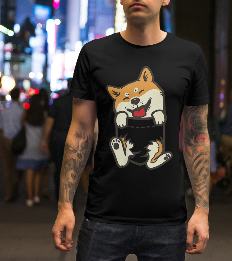 Pocket Shiba Inu Feet Cute Doge Akita Dog T-Shirt