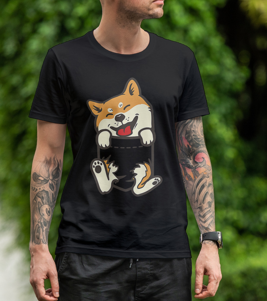 Pocket Shiba Inu Feet Cute Doge Akita Dog T-Shirt