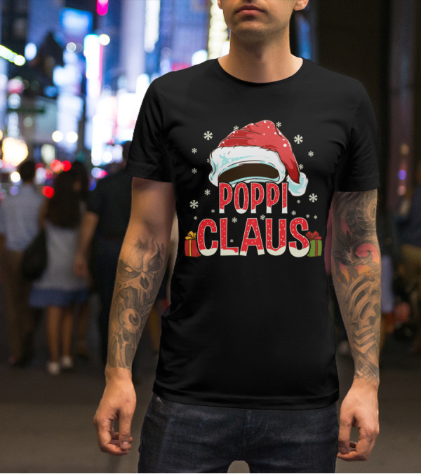 Poppi Claus Santa Hat Snowflakes Christmas Gifts T-Shirt